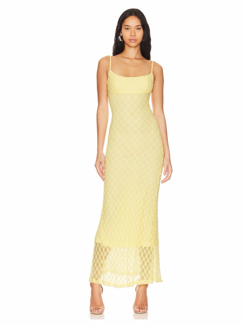 Bardot Canary Yellow Mesh Slip Maxi Dress
